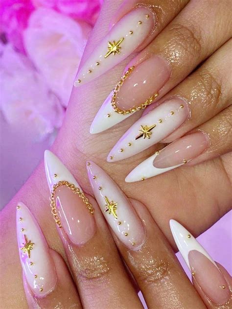 24 Piezas Decoraciones De Arte De Uñas Con Forma Francesa De Almendra