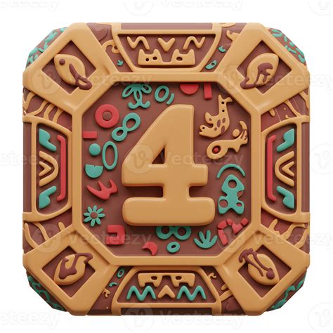 A playful, earthy number four takes center stage in this vibrant 3D