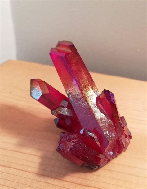 Ruby Red Aura Quartz Crystal Cluster, Red Crystal, Platinum Quartz ...