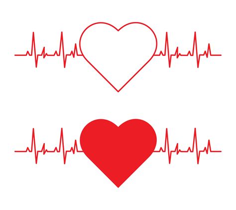 Heartbeat heart shape center line. Set of Heart beat pulse line vector ...