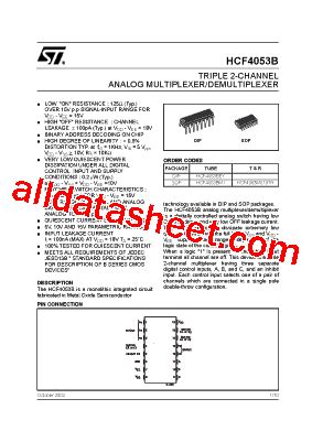 HCF4053 Datasheet(PDF) - STMicroelectronics