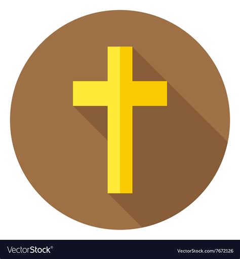 christian cross circle icon  long shadow vector image