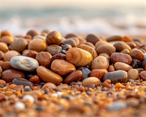 vibrant beach pebbles close  detailed macro photography  smooth