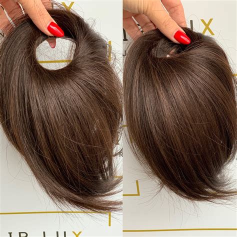 Gumka z włosami naturalnymi Ivet 20-25 cm ciemny brąz #2 Hair Lux