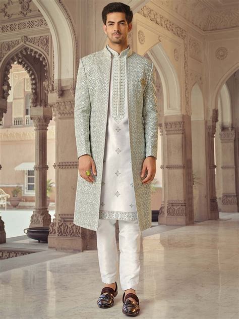 Green Indo Western Sherwani for Men