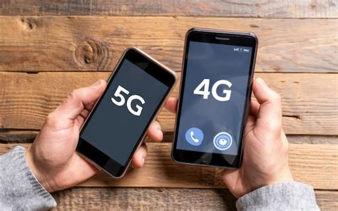 Premium AI Image | Two mobile phones on a wooden desk Hand selects the ...