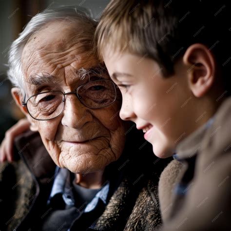 Premium Photo | An older man and a young boy are smiling