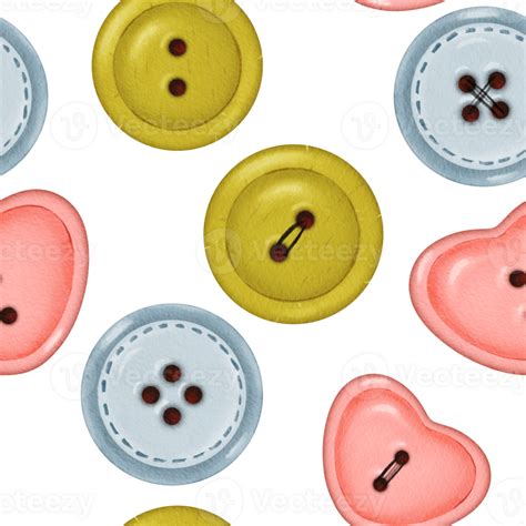 Seamless pattern of buttons in various colors. Buttons of different shapes and shades create a ...