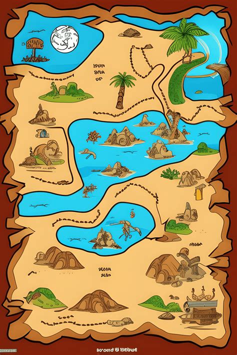 Cartoon Illustrated Treasure Map · Creative Fabrica