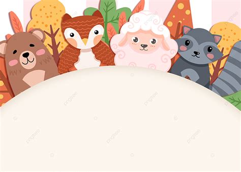รูปพื้นหลังสัตว์การ์ตูนน่ารักสไตล์กระดาษตัดสีชมพู, แกะ, สัตว์คล้ายหมี ...