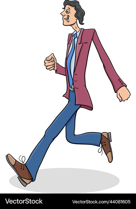 Cartoon funny slim guy comic character walking Vector Image