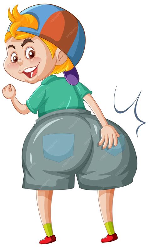 Un niño con personaje de dibujos animados de big bum pegatina | Vector