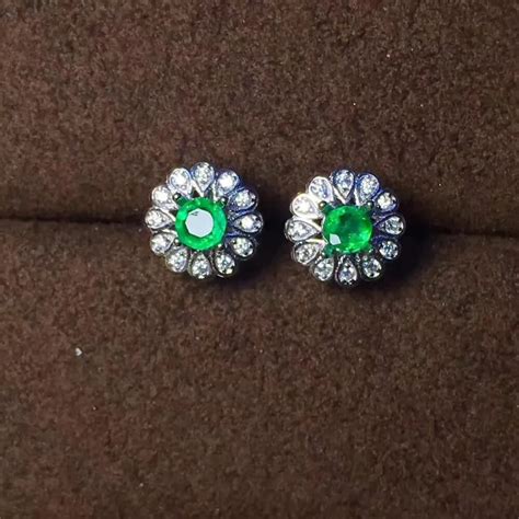 natural green emerald stud earrings 925 sterling silver natural ...