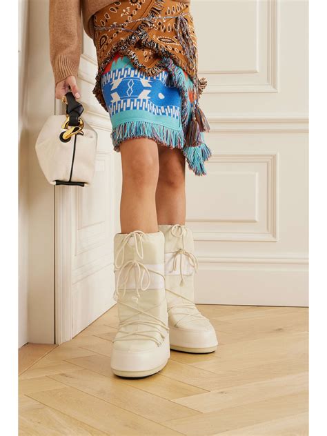MOON BOOT Icon shell and faux leather snow boots | NET-A-PORTER
