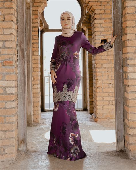baju raya dark purple baju kurung moden polos como crepe humaira dark