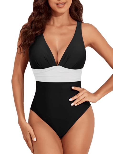 SHEWIN Sport One Piece Swimsuits for Women, V Neck, Criss-Cross Back