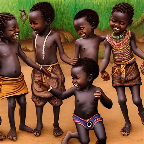 East African Village Children Playing · Creative Fabrica