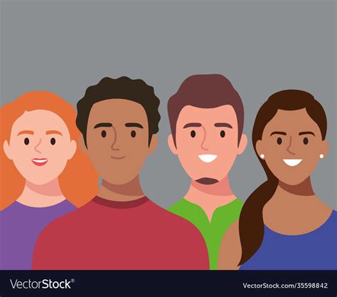 Group four persons avatars characters Royalty Free Vector