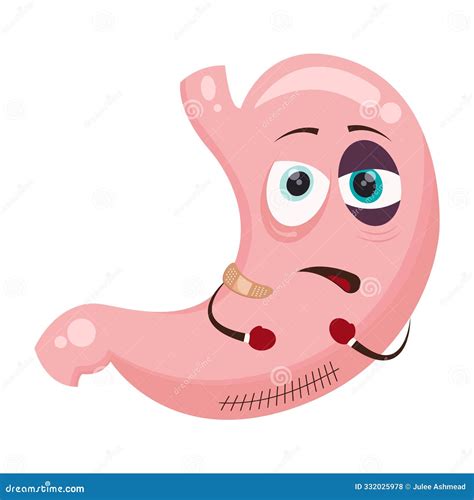 Isolated Cartoon Character Stomach after Surgery or Illness Stock