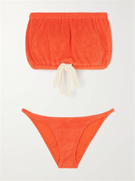 Lisa Marie Fernandez Victor Strapless Cotton-blend Seersucker Bikini In