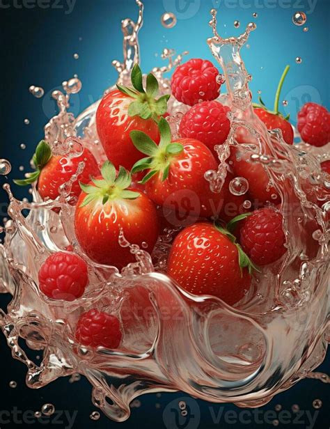 Colorful strawberry splash photo 29638536 Stock Photo at Vecteezy