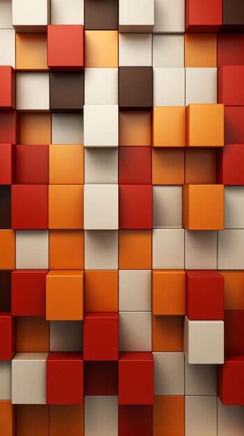 Premium AI Image | an image of a wall made up of red orange and white cubes