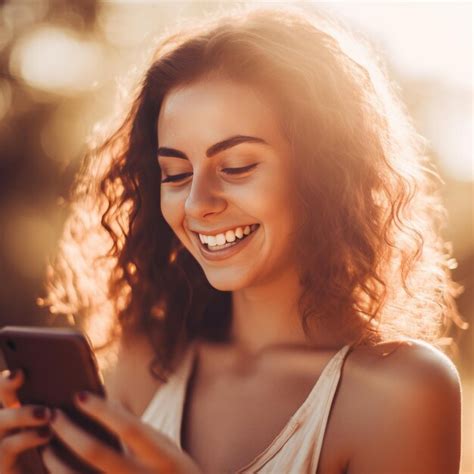 Premium AI Image | Pretty Summer Girl Smiling with a Smartphone