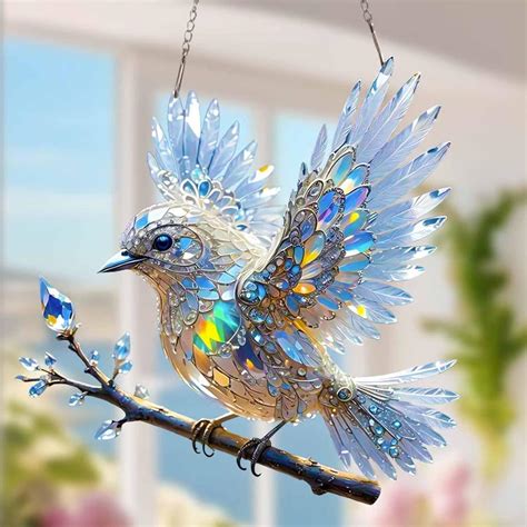 Amazon.com: Crystal Sky Bluebird Stained Art Ornament (8 Inches