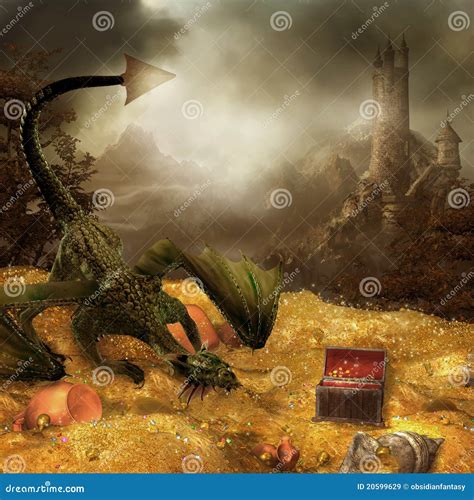 Oro del drago illustrazione di stock. Illustrazione di moneta - 20599629