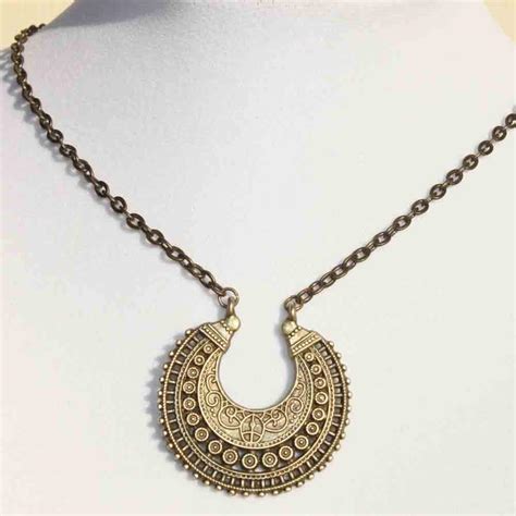 Boho Necklace Bohemian Necklace Pendant Gypsy Ethnic Brass