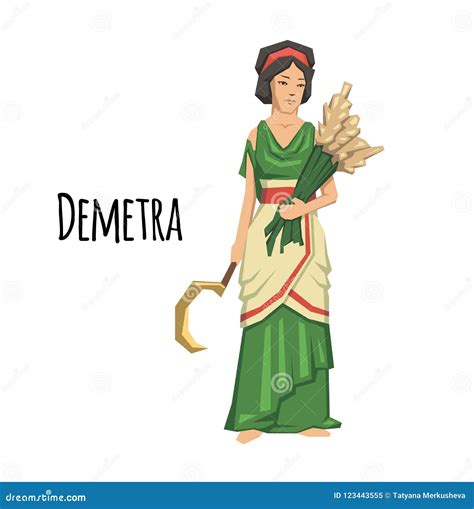 Demetra, Goddess of Agriculture. Mythology. Flat Vector Illustration