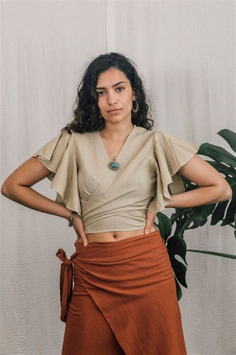 Oatmeal, Raw Cotton, Tie Top, Wrap Top - Etsy | Linen style fashion ...