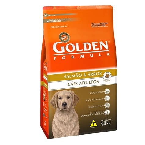 Racao Premium Especial Caes - Ração Golden Fórmula Salmão e Arroz - Alimento Premium Especial Cães ...