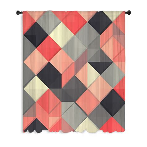 Orren Ellis Diamond Grid Window Curtains, Geometric Blockout & Sheer