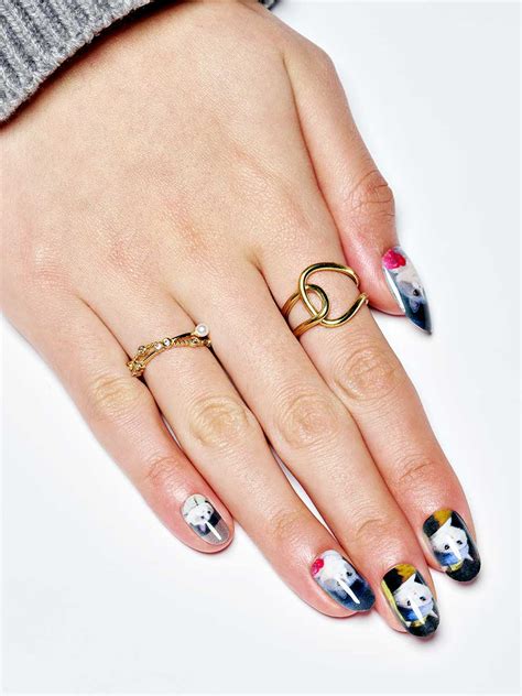 Funny Cat|manicure|cat|colourful| glossy|oval|medium|nature|daily ...