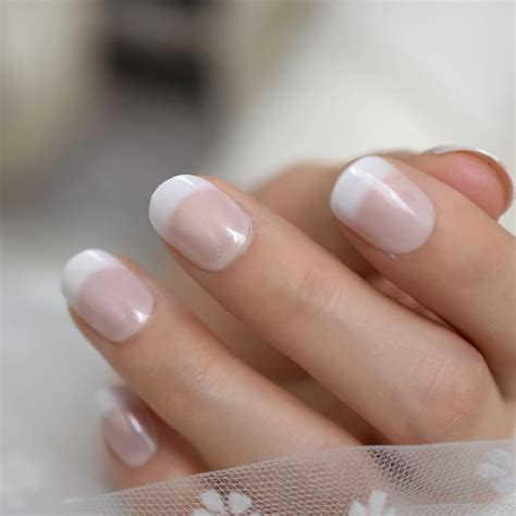 Kit faux ongles,Faux-Ongles Ronds à Paillettes,N64.French,N64.Short ...
