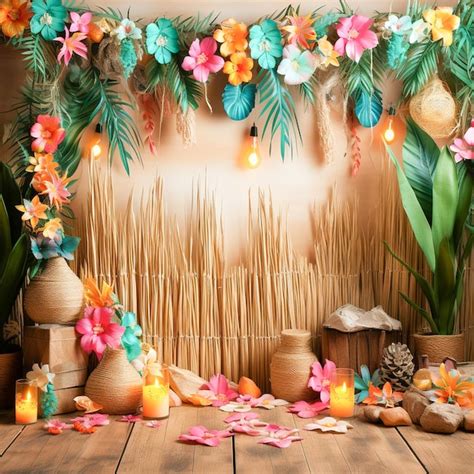 Premium AI Image | Hawaii kids Digital Backdrop cake smash backdrop ...