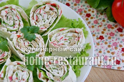 Рулетики из лаваша с крабовыми палочками и грибами - Домашний Ресторан