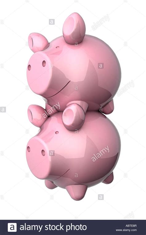 Stack of 2 piggy banks signifying double savings Stock Photo - Alamy