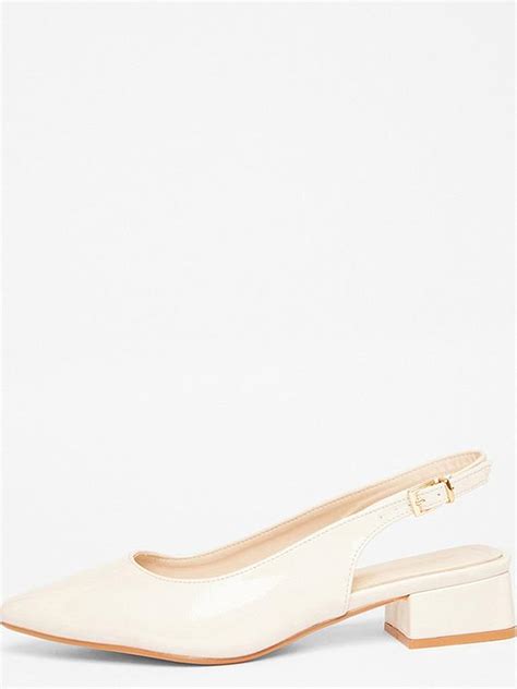 quiz wide fit nude faux leather pumps