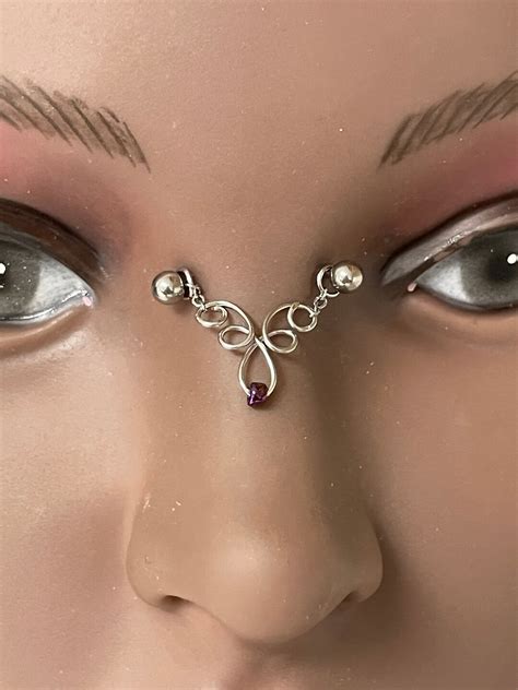 bridge piercing jewelry  purple resin bead etsy