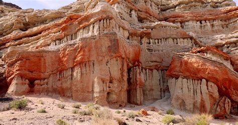 Unique sandstone rock formations due to wind erosion at Red rock canyon