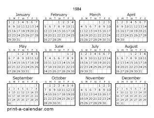 Download 1584 Printable Calendars