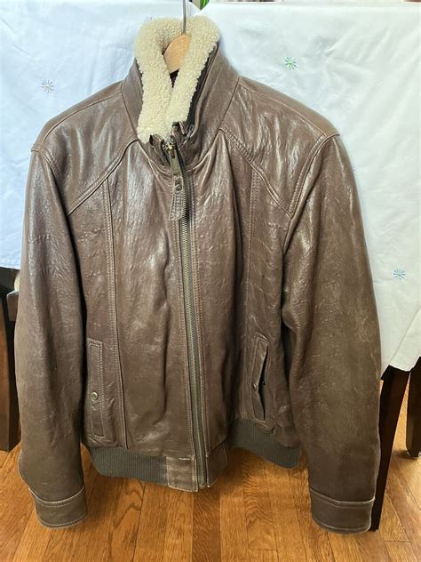 💥Andrew Marc New York Sheep Fur Collar Brown Leather… - Gem