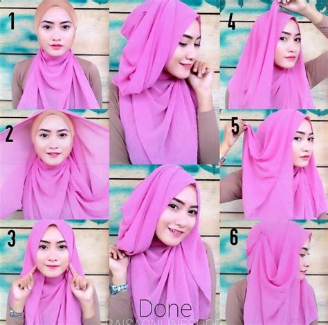 tutorial kerudung segi empat  wajah bulat ragam muslim