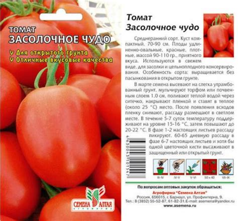 Томат Засолочное чудо - описание сорта, фото, видео, характеристика ...