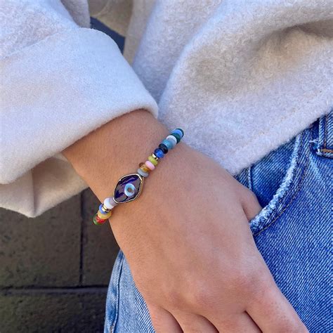 Good Vibes Evil Eye Glass Bead Bracelet – IsabelleGraceJewelry