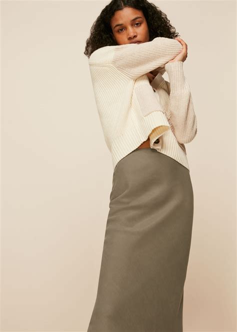 Khaki May Bias Cut Skirt | WHISTLES