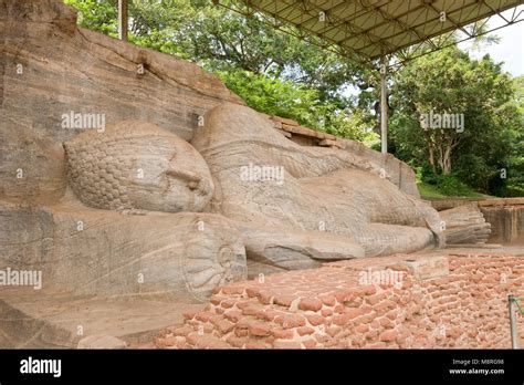 reclining buddha  gal vihara  polonnaruwa sri lanka stock