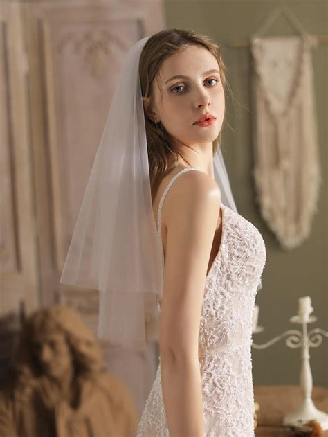 Minimalist Layered Mesh Bridal Veil | SHEIN USA Wedding Veils ...